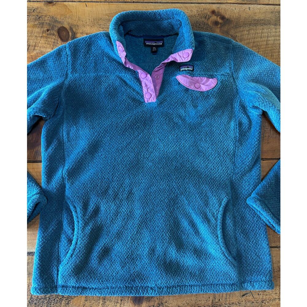 Patagonia Pullover Sweatshirt Girls XXL 16/18 Blue‎ Polartec Snap-T Fleece